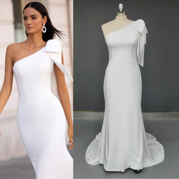 One Shoulder Backless Wedding Dress