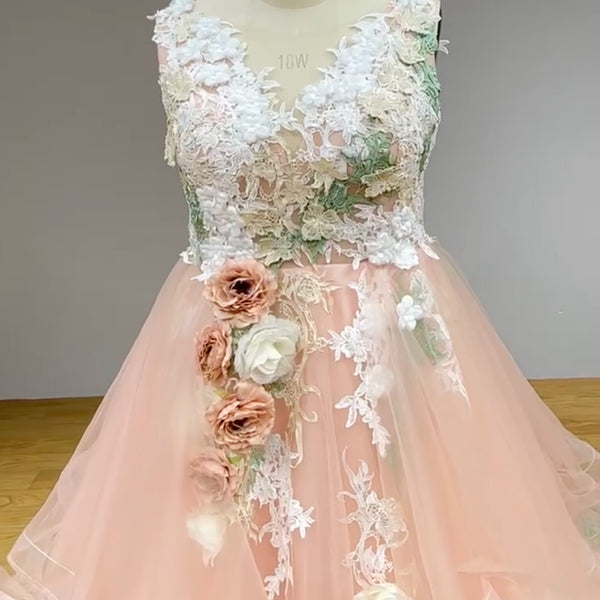 Enchanted Blossom Fairytale Couture Bridal Gown with 3D Flowers