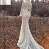 Elegant Illusion High Neck Mermaid Wedding Dress with Lace Appliques and Full Sleeves