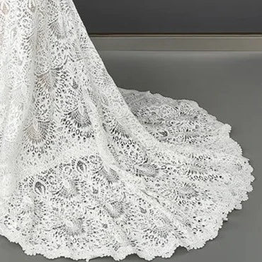 Elegant Illusion High Neck Mermaid Wedding Dress with Lace Appliques and Full Sleeves