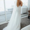 Elegant Sheath Sleeveless Wedding Dress with Spaghetti Straps and Sweep Train