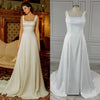 Chic Minimalist Satin Elopement Dress with Square Neckline and Backless Design