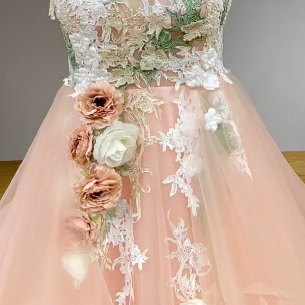 Enchanted Blossom Fairytale Couture Bridal Gown with 3D Flowers