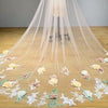 Enchanted Blossom Fairytale Couture Bridal Veil with Lace Appliques and 3D Roses