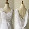 Elegant V-Neck Backless A-Line Wedding Gown with Court Train and Lace Details