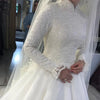 Elegant White Arabic Muslim Wedding Dress with High Neck