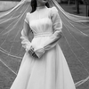 Modest Organza Wedding Dress with High Neck | Muslim Bridal Gown