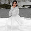 Modest Organza Wedding Dress with High Neck | Muslim Bridal Gown