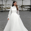 Modest Organza Wedding Dress with High Neck | Muslim Bridal Gown