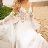 Boho Chic V-Neck Wedding Dress | Elegant Beach Bridal Gown