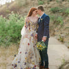 Enchanting Floral A-Line Wedding Dress | 3D Lace Off-Shoulder Bridal Gown with Puffy Sleeves