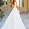 Minimalist V-Neck Satin Wedding Dress with Lace Jacket