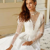 Minimalist V-Neck Satin Wedding Dress with Lace Jacket