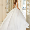 Minimalist V-Neck Satin Wedding Dress with Lace Jacket