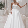 Elegant Modern Satin A-Line Wedding Dress with Jacket and Lace-Up Back