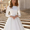 Elegant Princess Ball Gown Wedding Dress | Long Sleeve Satin Bridal Gown