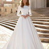 Elegant Princess Ball Gown Wedding Dress | Long Sleeve Satin Bridal Gown