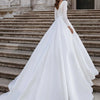 Elegant Princess Ball Gown Wedding Dress | Long Sleeve Satin Bridal Gown