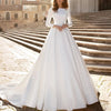 Elegant Princess Ball Gown Wedding Dress | Long Sleeve Satin Bridal Gown