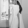 Glamorous Satin Mermaid Wedding Dress with Long Sleeves | Sleek and Elegant Bridal Gown