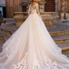 Luxury Vintage Italian Lace Mermaid Wedding Dress with Detachable Train and Illusion Cap Sleeves