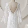 Vintage Bohemian Lace Wedding Dress with Flare Sleeves and Scoop Neckline