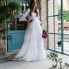 Rustic Lace Bridal Gown with Flare Sleeves and Cutout Details | Vintage A-Line Wedding Dress