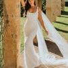 Elegant Boho Mermaid Wedding Dress | Luxury Beach Bridal Gown with Beaded Tulle and Square Collar