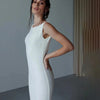 Classic Minimalist Backless Mermaid Wedding Dress with Boat Neck and Sweep