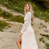 Boho Lace Mermaid Wedding Dress with Full Sleeves, O-Neck, and Backless Design