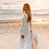 Boho Lace Mermaid Wedding Dress with Full Sleeves, O-Neck, and Backless Design