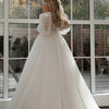 Boho Princess Tulle Wedding Dress with Sweetheart Neckline and Off-The-Shoulder Sleeves