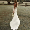 Boho Mermaid Wedding Dress with Spaghetti Straps and High-Slit