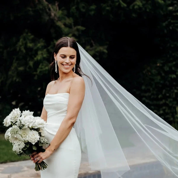 Strapless Soft Satin Mermaid Wedding Dress with Tiered Sweep Train