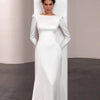 Elegant Satin Mermaid Wedding Dress with Long Sleeves and Backless Design