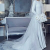 Elegant Satin Mermaid Muslim Wedding Dress with Long Sleeves