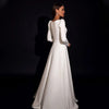 Classic A-Line Satin Wedding Dress with Long Puff Sleeves and Square Collar - Elegant Minimalist Bridal Gown