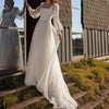 Elegant A-Line Polka-Dot Lace Wedding Dress with Open Back and Long Sleeves