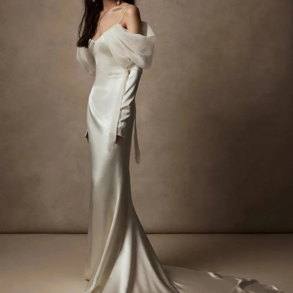 V-Neck Mermaid Wedding Dress with Spaghetti Straps