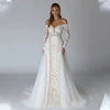 Elegant Off-the-Shoulder Sweetheart Mermaid Wedding Dress with Lace Applique and Detachable Train