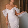 Elegant Off-The-Shoulder Sweetheart Mermaid Wedding Dress | Satin Open Back Bridal Gown with Sweep Train