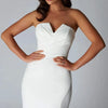 Elegant V-Neck Satin Sheath Wedding Dress with Lace Back and Side Slit