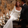 Modern Minimalistic Mermaid Wedding Dress with Square Neckline & Long Sleeves