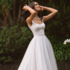 Simple Elegance Satin A-Line Wedding Dress - Scoop Neck Tank Sleeveless Bridal Gown with Open Back and Sweep Train