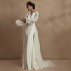 Elegant Mermaid Wedding Dress with Detachable Train & Long Sleeves