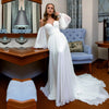 Simple Sweetheart Chiffon A-Line Wedding Dress with Off-Shoulder Sleeves (Copy)