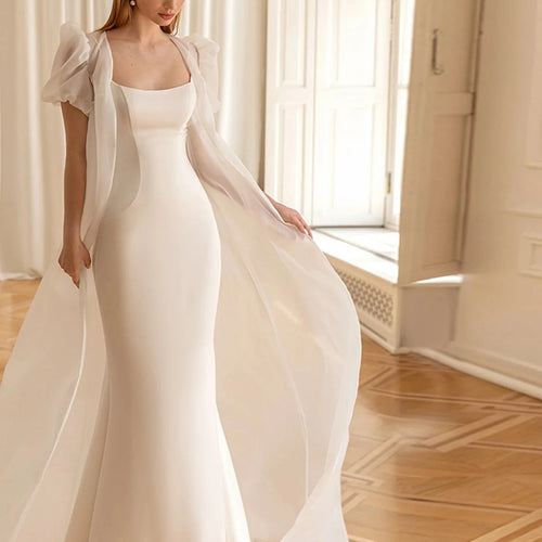 2-in-1 Mermaid Wedding Dress with Jacket | Elegant Minimalistic Satin Bridal Gown