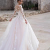 Elegant Princess Wedding Gown with Long Sleeves and Embroidery | Classic Organza and Tulle Bridal Dress