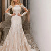 Luxury Mermaid Wedding Dress with Detachable Train and Long Sleeve Jacket | Modern Organza and Tulle Bridal Gown