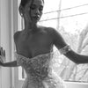 Luxury Floral Lace Boho Beach Wedding Dress with Beading and Side Split | A-Line Bridal Gown